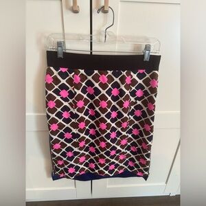 Milly Multicolor Floral Mini Skirt With Zippers Size 12 Mod